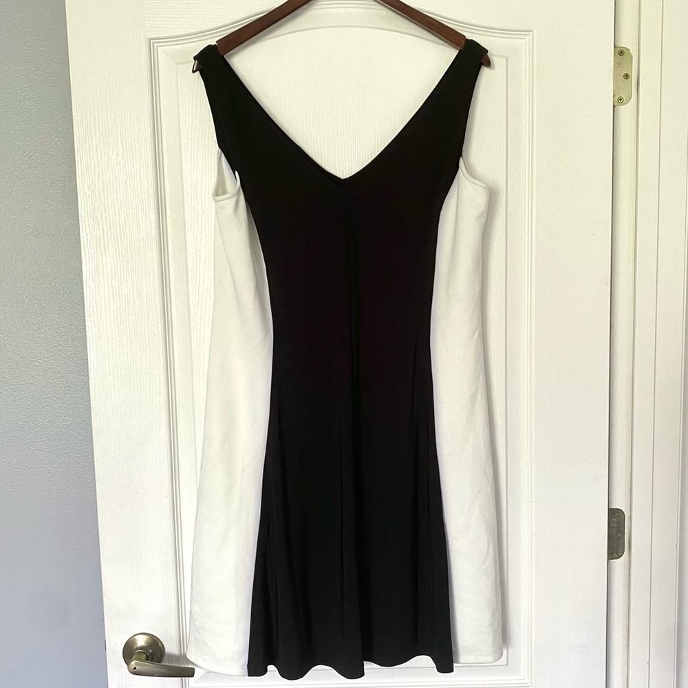 Ralph Lauren Color Block Black White Illusion Sleeveless Dress Women’s Size 14